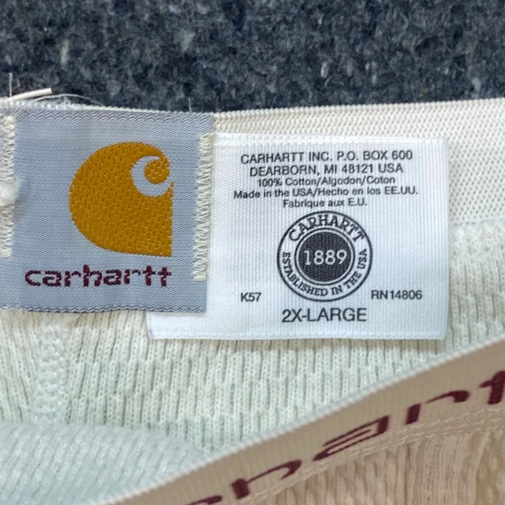 Carhartt Thermal Long Johns Sz 2XL Mens White Waffle Knit Base Layer K57 Pants